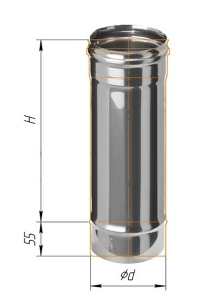 Дымоход L=0,5 м  Ф80 (н/ж сталь 0,5 мм)