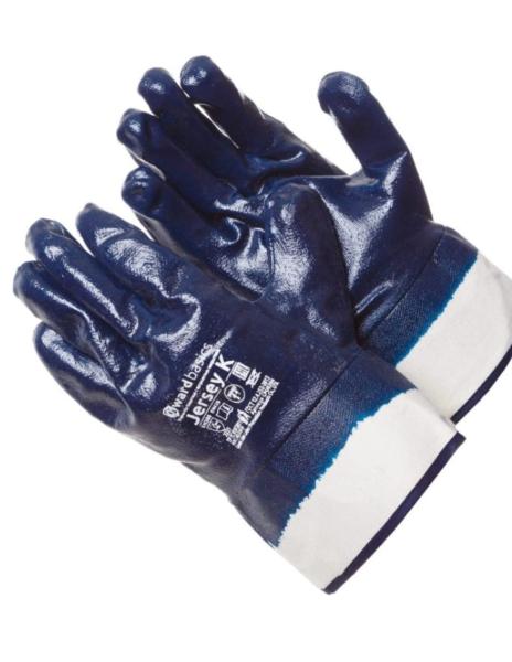 Перчатки трикотажные манжет-крага, полное нитриловое покрытие, синие, GWARD