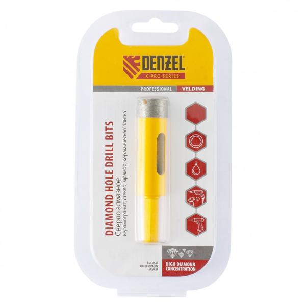 Сверло по керамограниту 14 мм, трубчатое алмазное, шестигранный хвостовик, Denzel