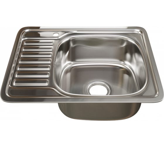 Мойка кухонная Mixline прямоугольная 58x48 см, крыло слева, нерж. сталь, глянцевая, 529331