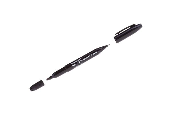 Маркер перманентный 0,8/2 мм черный, двухсторонний, пулевидный, OfficeSpace