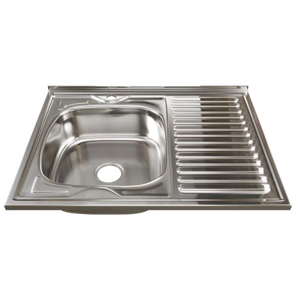 Мойка кухонная Mixline прямоугольная 60x80 см, крыло справа, нерж. сталь, глянцевая, 528016