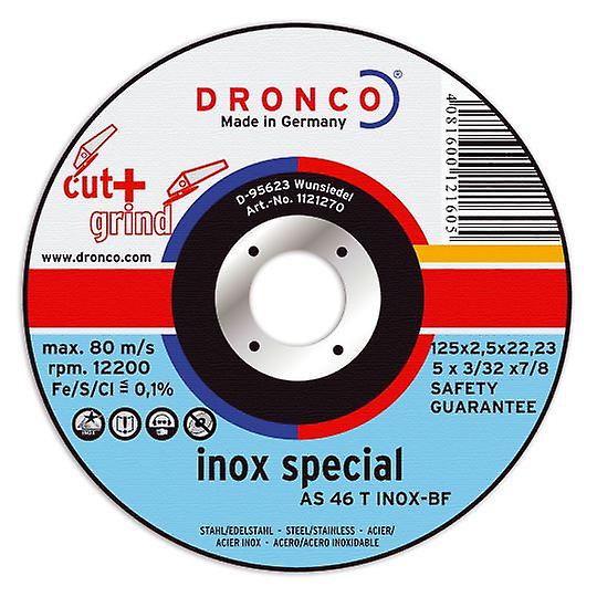 Диск отрезной по нержавеющей стали 125х1,6х22,23 мм, Dronco
