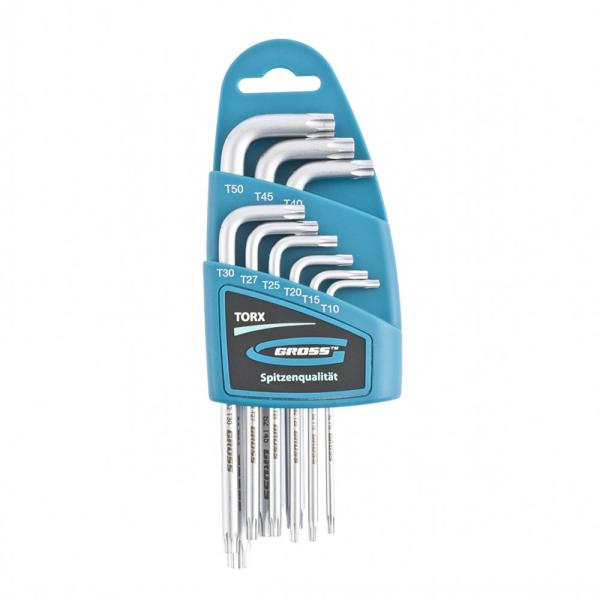 Набор ключей имбусовых TORX-TT,T10-T50,удлинен., S2, 9шт, сатин (16407) (GROSS)