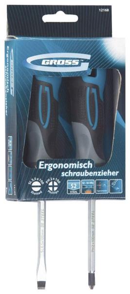 Набор отверток 2 шт комбинированный, S2, трехкомпонент.рук.(12168) (Gross)