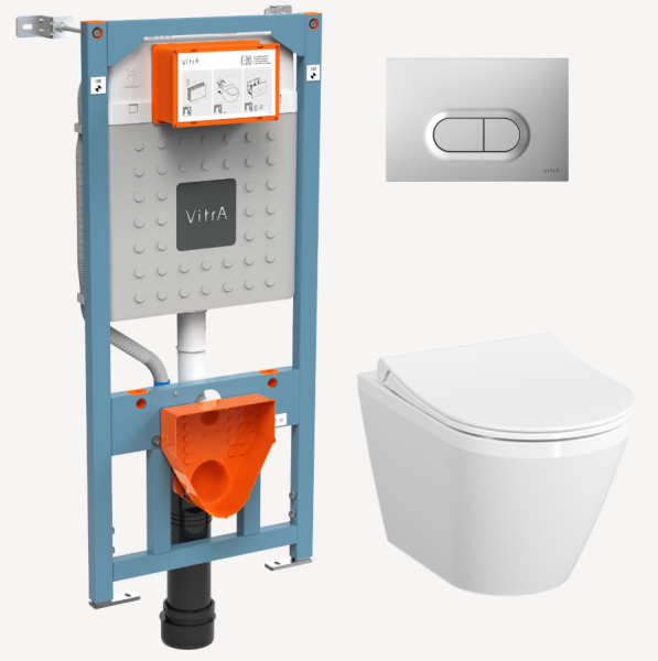 Комплект унитаз подвесной VitrA Integra Round с инсталляцией и кнопкой