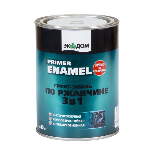 Грунт-эмаль по ржавчине 3 в 1 Экодом зеленый мох 0,9кг