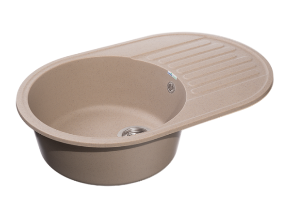 Мойка кухонная GranFest Quarz 18 овальная 73,7x47,8 см, искусст. камень, песочный, 18