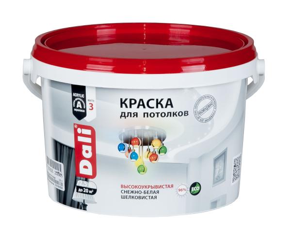Краска акриловая для потолков белая, 2,5 л, Dali
