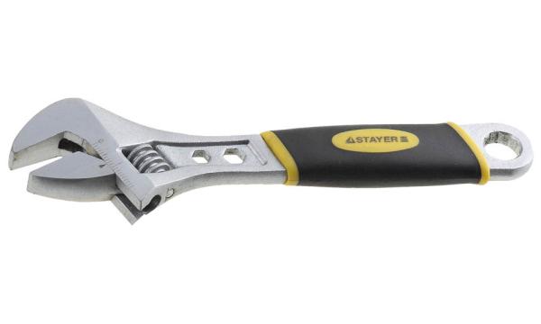 Ключ разводной CHROMAX, 200/25 мм, Cr-V, двухкомпонентная рукоятка, STAYER Professional (27262-20/27262-20_z01)