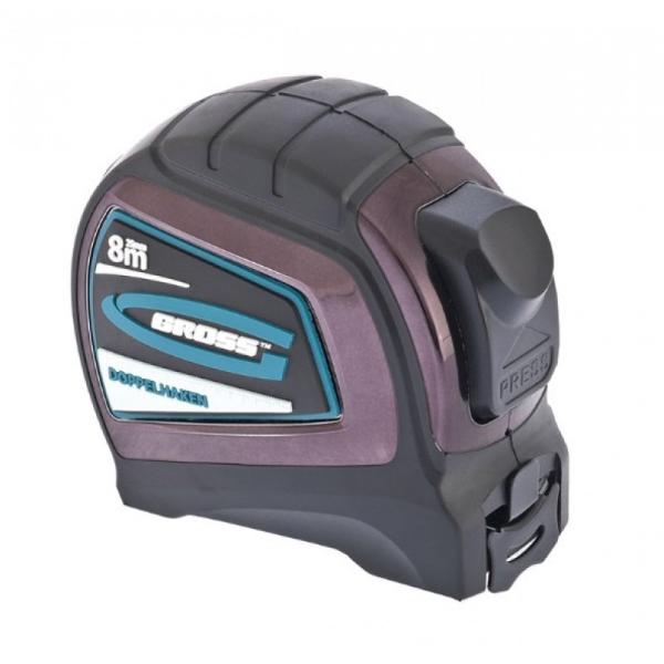 Рулетка Doppelhaken, 8мх25мм,односторон. зацеп, нейлон, двухсторон. шкала, автомат(31125) (GROSS)