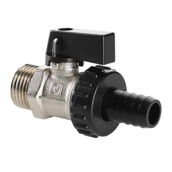 Кран шаровой для воды с дренажем 1/2" нар.-штуцер ручка-бабочка Valtec латунь никелированная