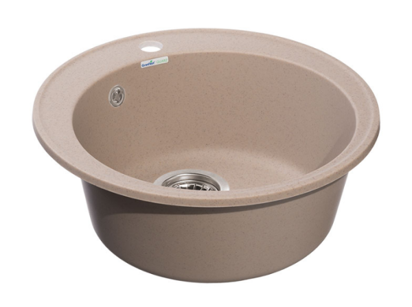 Мойка кухонная GranFest Quarz 480 круглая 47,9 см, искусст. камень, песочный, 08