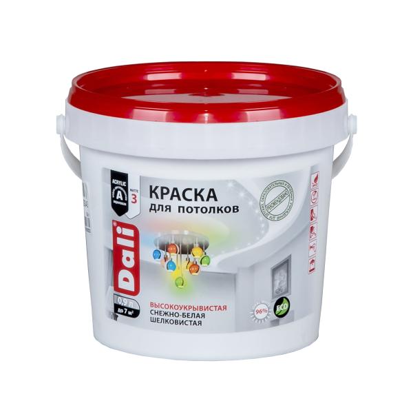 Краска акриловая для потолков белая, 0,9 л, Dali