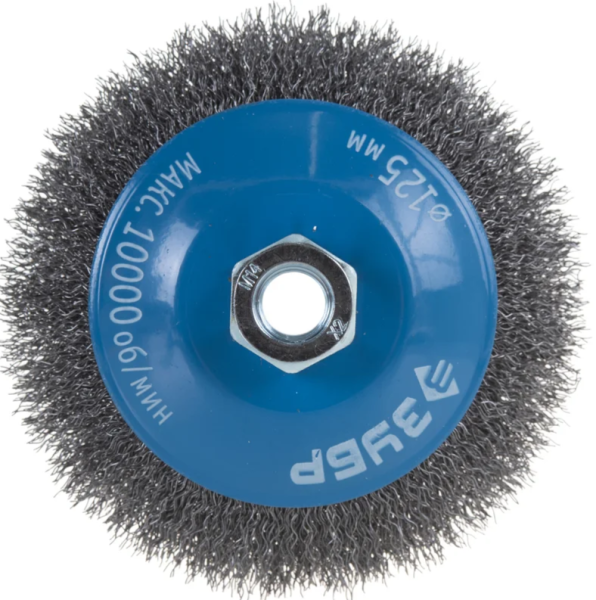 Щетка коническая для УШМ, 125мм, витая стальная проволока 0,3мм, ЗУБР