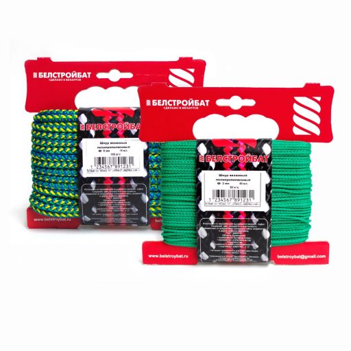 Шнур текст. Д 3,0мм п/п еврокарт по 50м ч/б. еврокарт.