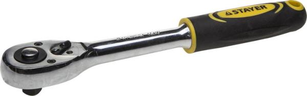 Трещотка для торцовых головок, Сr-V сталь, хромированное покрытие, 45 зубцов, 3/8", STAYER "PROFI" (27786-3/8)