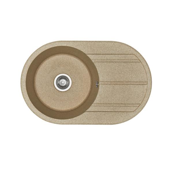 Мойка кухонная Aquaton Амира овальная 78x50 см, искусст. камень, песочный, 1A712932AI220