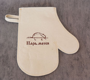 Рукавица для бани белая "Парь меня"