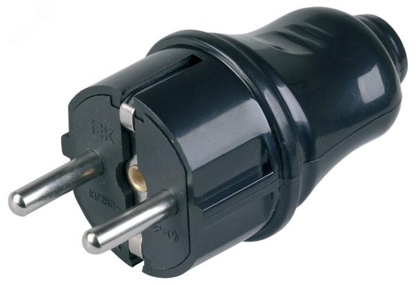 Вилка 2Р+Е прямая 16А черная ИЭК (303195)