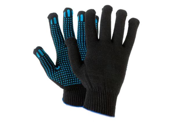 Перчатки ХБ с ПВХ 5 нит. 10 класс, точка, черные, Золотая перчатка