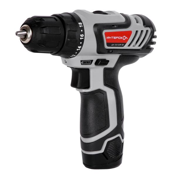 Дрель-шуруповерт аккумуляторная Интерскол ДА-10/12ЭР 28 ПРОМО, 12 В, Li-ion, 2 АКБ, ЗУ