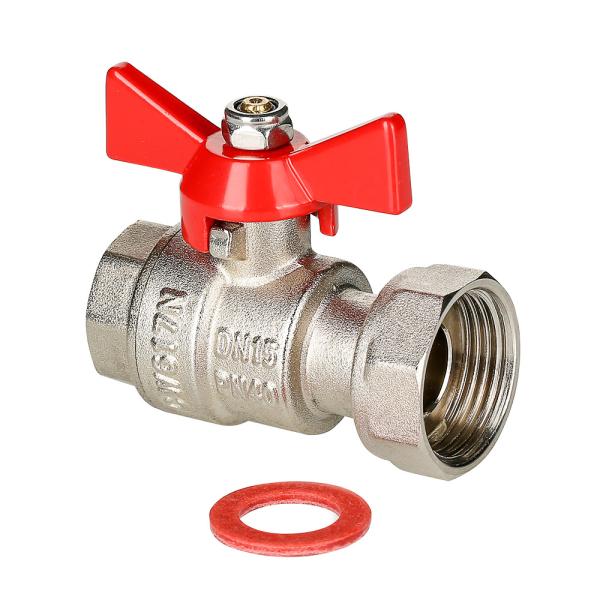 Кран шаровой для воды с накидной гайкой 1/2"x3/4" Г-Г-Б Valtec латунь никелированная (12)