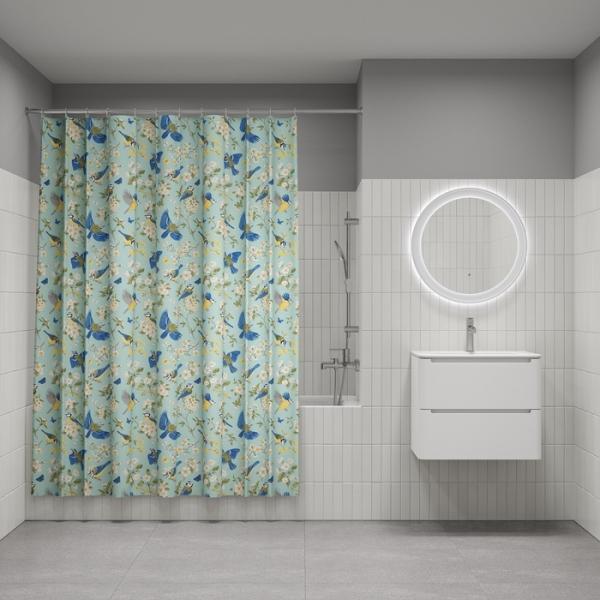 Штора для ванной комнаты Iddis BP03P18i11 180x200 см полиэстер, зеленая