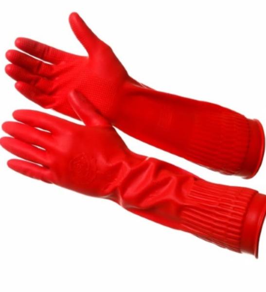 Перчатки латексные удлиненные, красные, GWARD