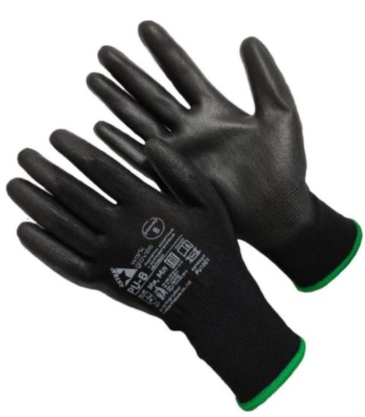 Перчатки полиэстеровые, полиуретановое покрытие, черные, GWARD