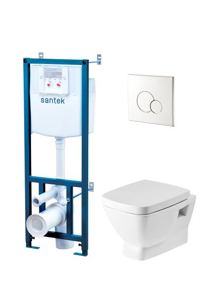 Инсталляция д/подв. унитаза Santek  5 в 1 Нео 1WH501543 + подвесной унитаз + сиденье soft-close + панель смыва + крепеж