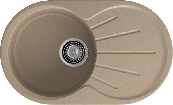 Мойка кухонная GranFest Rondo 750L овальная 74,6x45,5 см, искусст. камень, песочный, R-750L