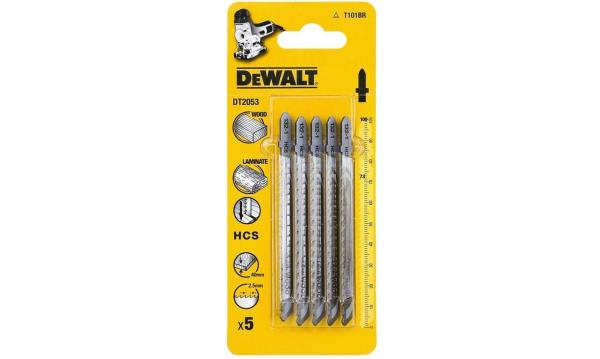 Пилка для лобзика T101BR по дереву Т-хвост., шаг 2,5 мм, 73 мм, 5шт, DeWalt