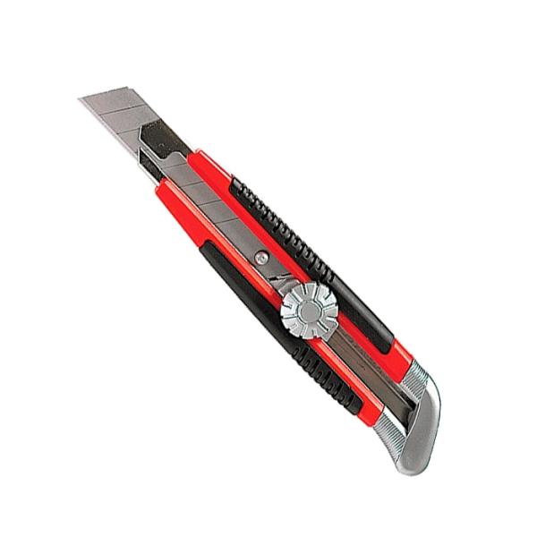 Нож 18мм, выдвижное лезвие, метал.направляющая, винтовой фиксатор лезвия (78914) (MATRIX)