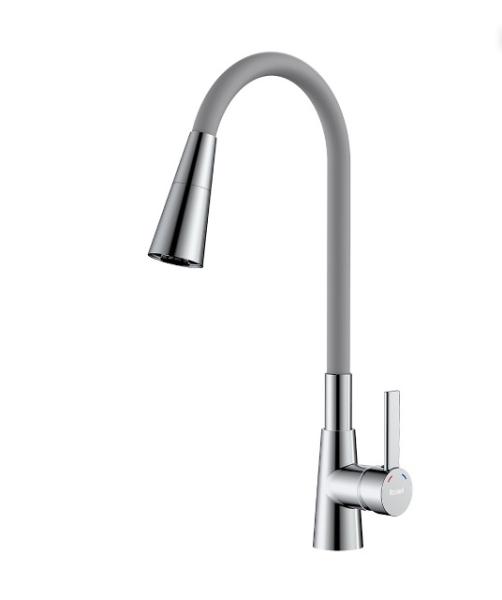 Смеситель для кухни Rossinka гибкий излив Z35-39-Gray, серый