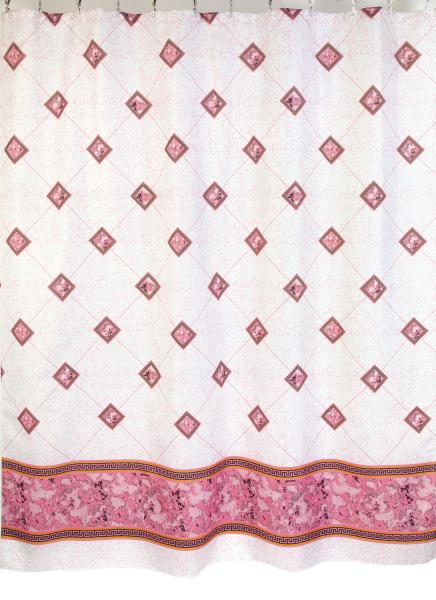 Штора для ванной комнаты Zalel YQL 1185-3 180x200 см полиэстер, розовая, мозаика