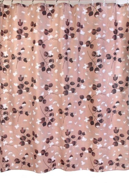 Штора для ванной комнаты Zalel YQL Х-064 180x180 см полиэстер, коричневая, цветы