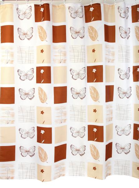 Штора для ванной комнаты Zalel YQL 1312 180x200 см полиэстер, бежевая, бабочки