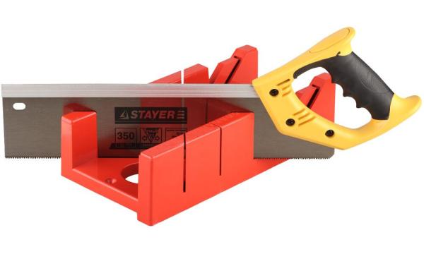 Набор стусло (для заготовок 100ммх52мм) + ножовка 350мм, усиленный обушок,  Stayer Profi, (15395-35)