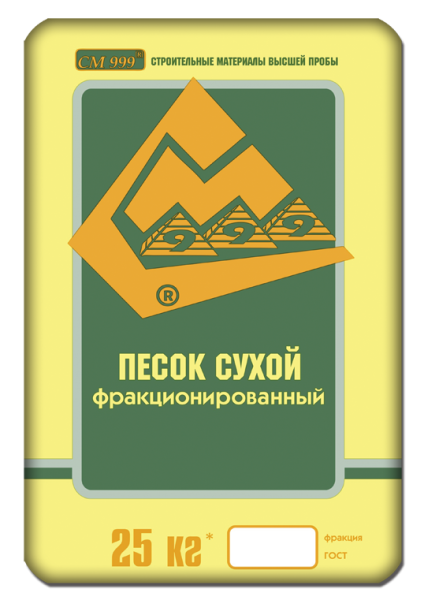 Песок кварцевый жёлтый оттертый (фракция 0,16-0,63мм) СМ 999 25кг