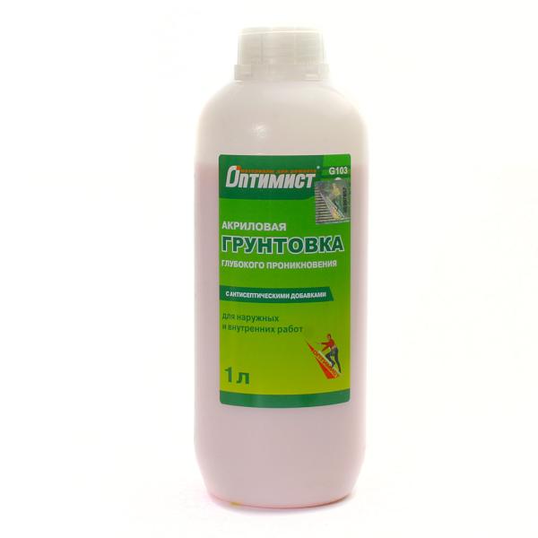 Грунтовка глубокого проник. для вн. и нар. работ G103 "Оптимист" 1л (зеленая этикетка)