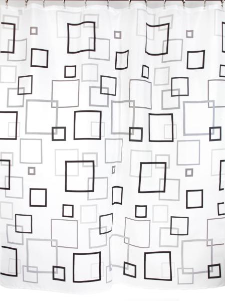 Штора для ванной комнаты Zalel YQL 01470 180x200 см полиэстер, белая, геометрические фигуры