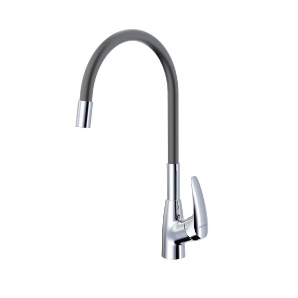 Смеситель для кухни Avrora Kitchen гибкий излив AV9007G, серый