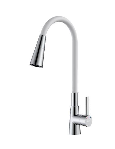 Смеситель для кухни Rossinka гибкий излив Z35-39-White, белый