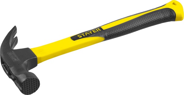 Молоток-гвоздодер, 450г, с фиберглассовой рукояткой, магнитный держатель, кованый, DIN 5109, STAYER Professional  (2027-450)