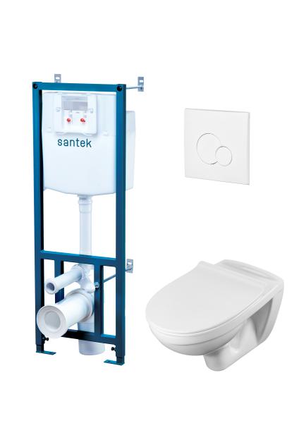 Инсталляция д/подв. унитаза Santek  5 в 1 Бореаль 1WH302464 + подвесной унитаз + сиденье soft-close + панель смыва белая + крепеж