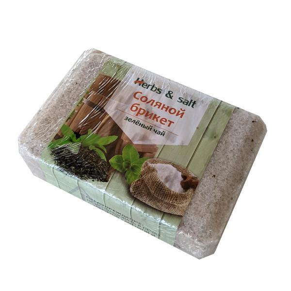 Соляной брикет для бани "Зеленый чай", 1300 г