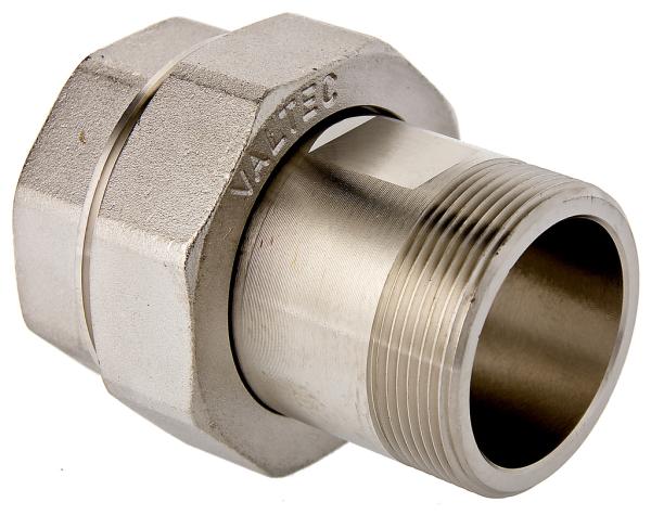 Сгон прямой (американка) Valtec  1/2" латунь никелированная (10/140)
