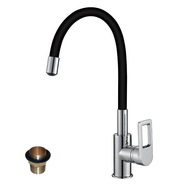 Смеситель для кухни Rossinka гибкий излив Z35-35U-Black черный