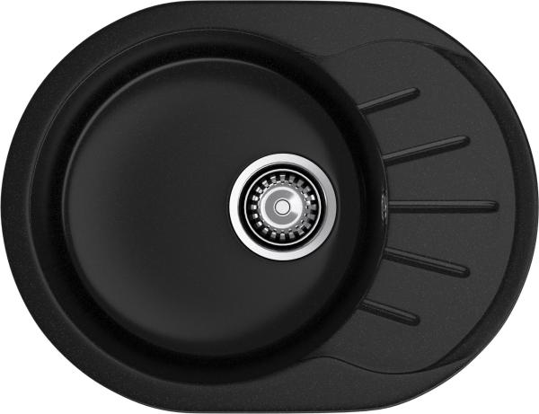 Мойка кухонная GranFest Rondo 580 овальная 57,9x44,5 см, искусст. камень, черный, R-580L
